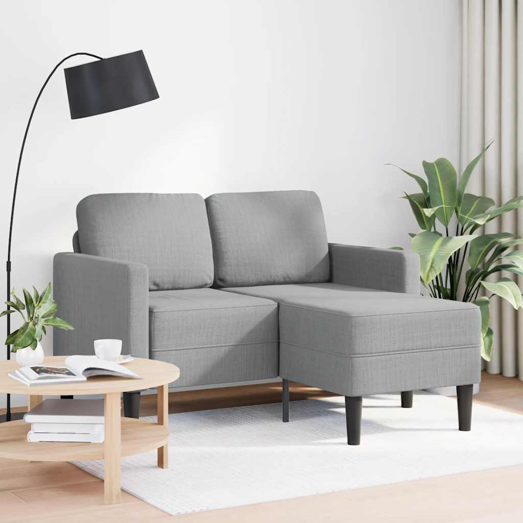 2-zitsbank met ligstoel L-vormig lichtgrijs 125 cm stof is nu te koop bij PeponiXL, paradijselijk wonen!