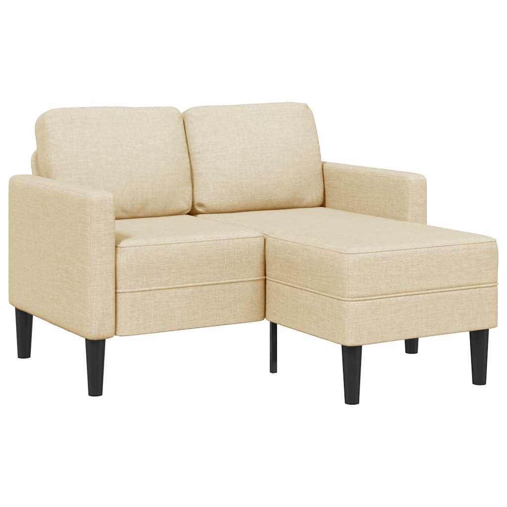 2-zitsbank met ligstoel L-vormig crèmekleurig stof 125 cm is nu te koop bij PeponiXL, paradijselijk wonen!