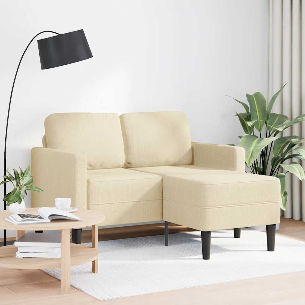 2-zitsbank met ligstoel L-vormig crèmekleurig stof 125 cm is nu te koop bij PeponiXL, paradijselijk wonen!