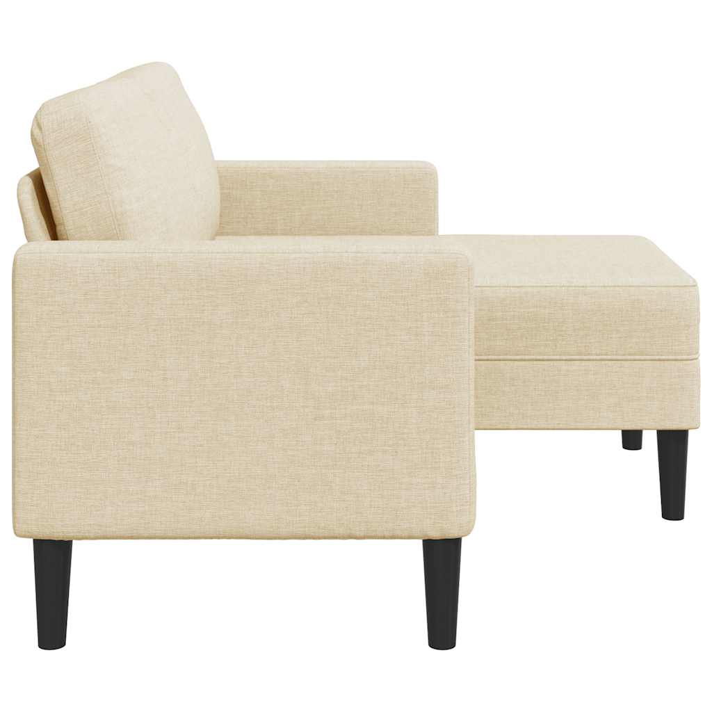 2-zitsbank met ligstoel L-vormig crèmekleurig stof 125 cm is nu te koop bij PeponiXL, paradijselijk wonen!