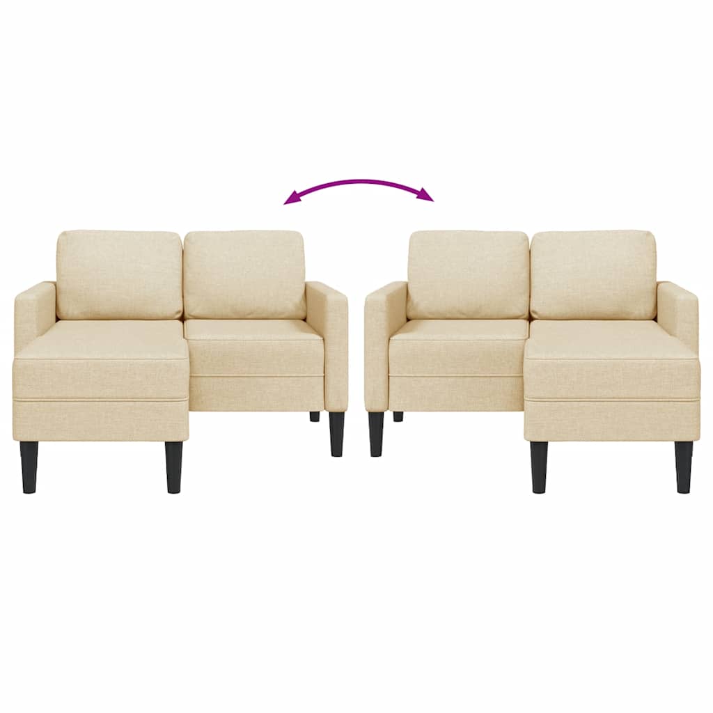 2-zitsbank met ligstoel L-vormig crèmekleurig stof 125 cm is nu te koop bij PeponiXL, paradijselijk wonen!