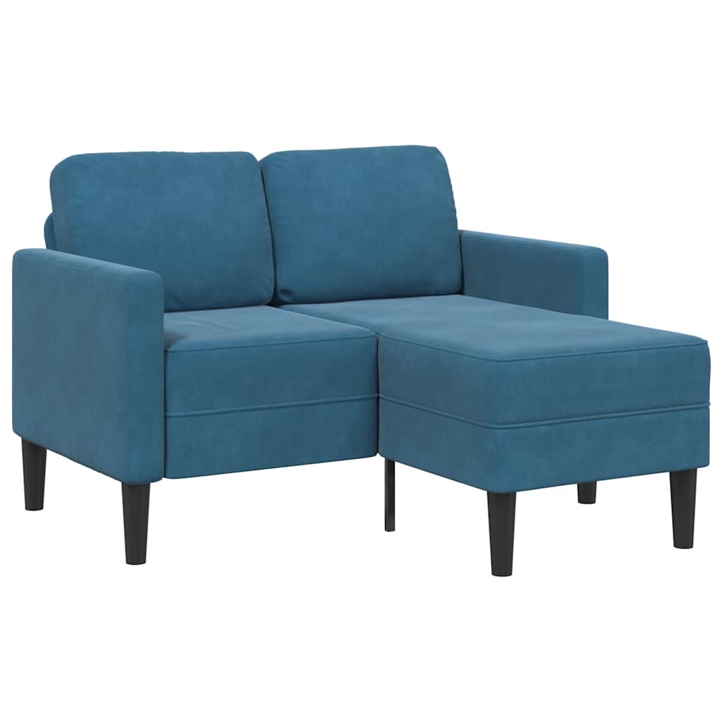 2-zitsbank met ligstoel L-vormig 125 cm fluweel blauw is nu te koop bij PeponiXL, paradijselijk wonen!
