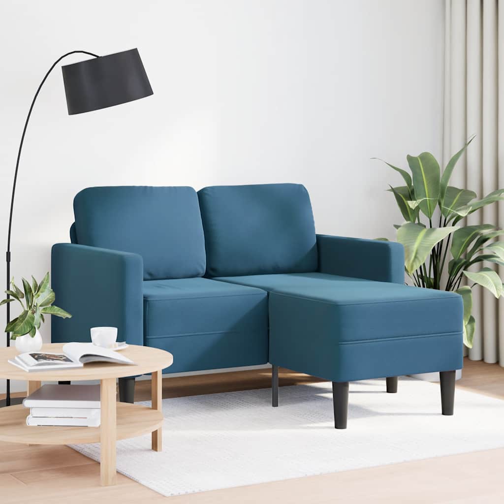 2-zitsbank met ligstoel L-vormig 125 cm fluweel blauw is nu te koop bij PeponiXL, paradijselijk wonen!