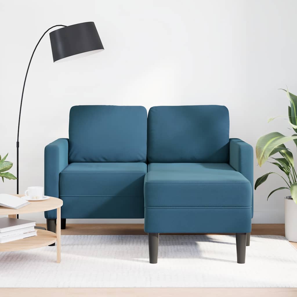 2-zitsbank met ligstoel L-vormig 125 cm fluweel blauw is nu te koop bij PeponiXL, paradijselijk wonen!