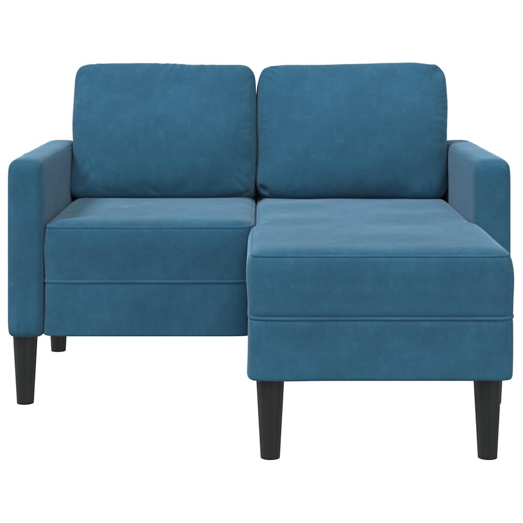 2-zitsbank met ligstoel L-vormig 125 cm fluweel blauw is nu te koop bij PeponiXL, paradijselijk wonen!
