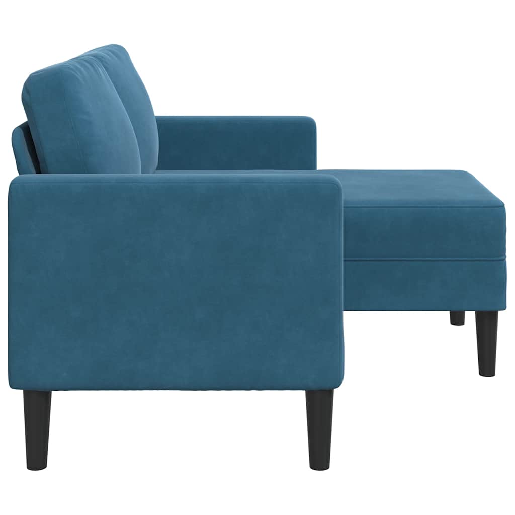 2-zitsbank met ligstoel L-vormig 125 cm fluweel blauw is nu te koop bij PeponiXL, paradijselijk wonen!