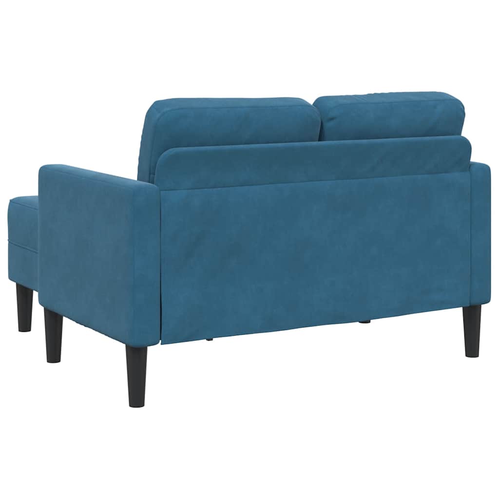 2-zitsbank met ligstoel L-vormig 125 cm fluweel blauw is nu te koop bij PeponiXL, paradijselijk wonen!