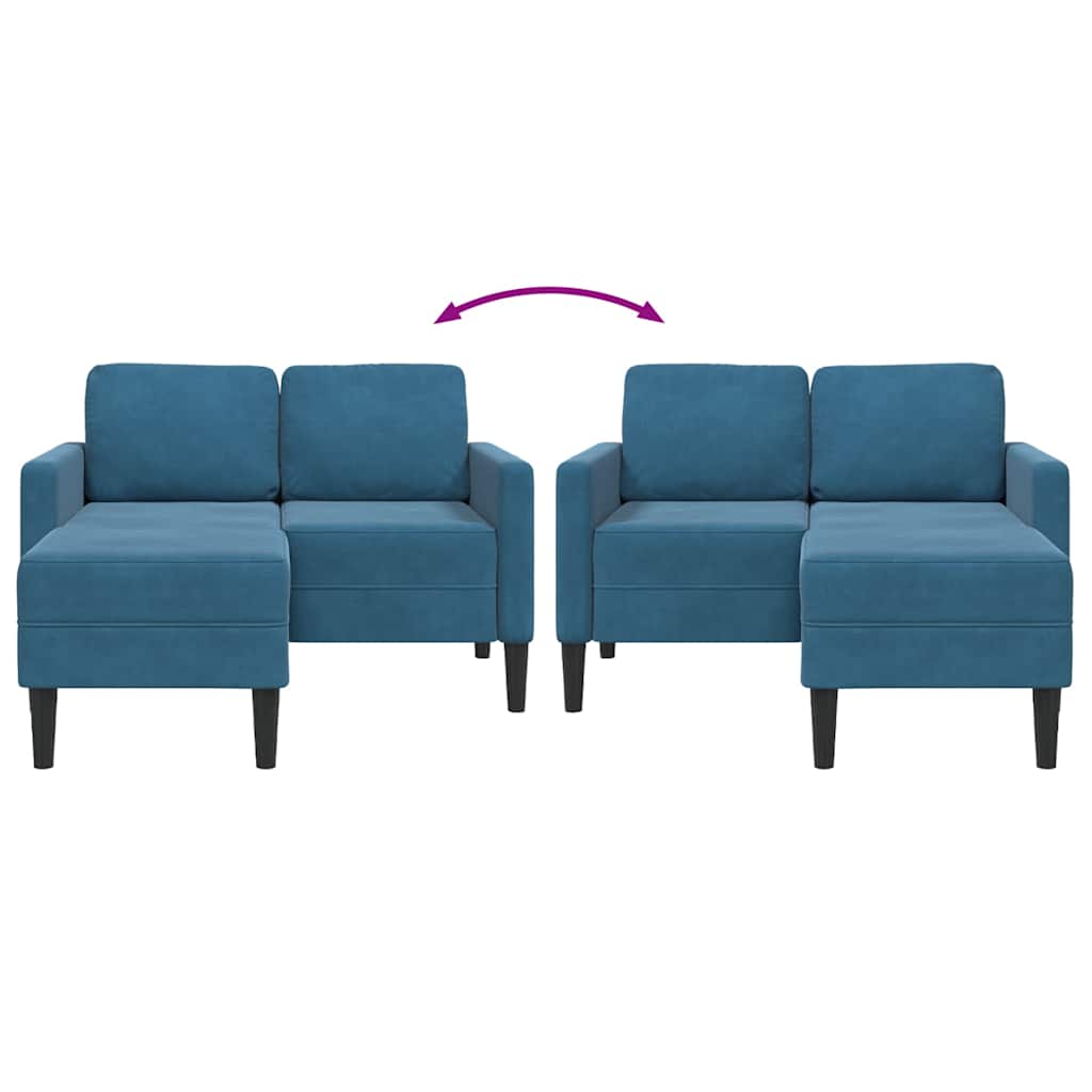 2-zitsbank met ligstoel L-vormig 125 cm fluweel blauw is nu te koop bij PeponiXL, paradijselijk wonen!