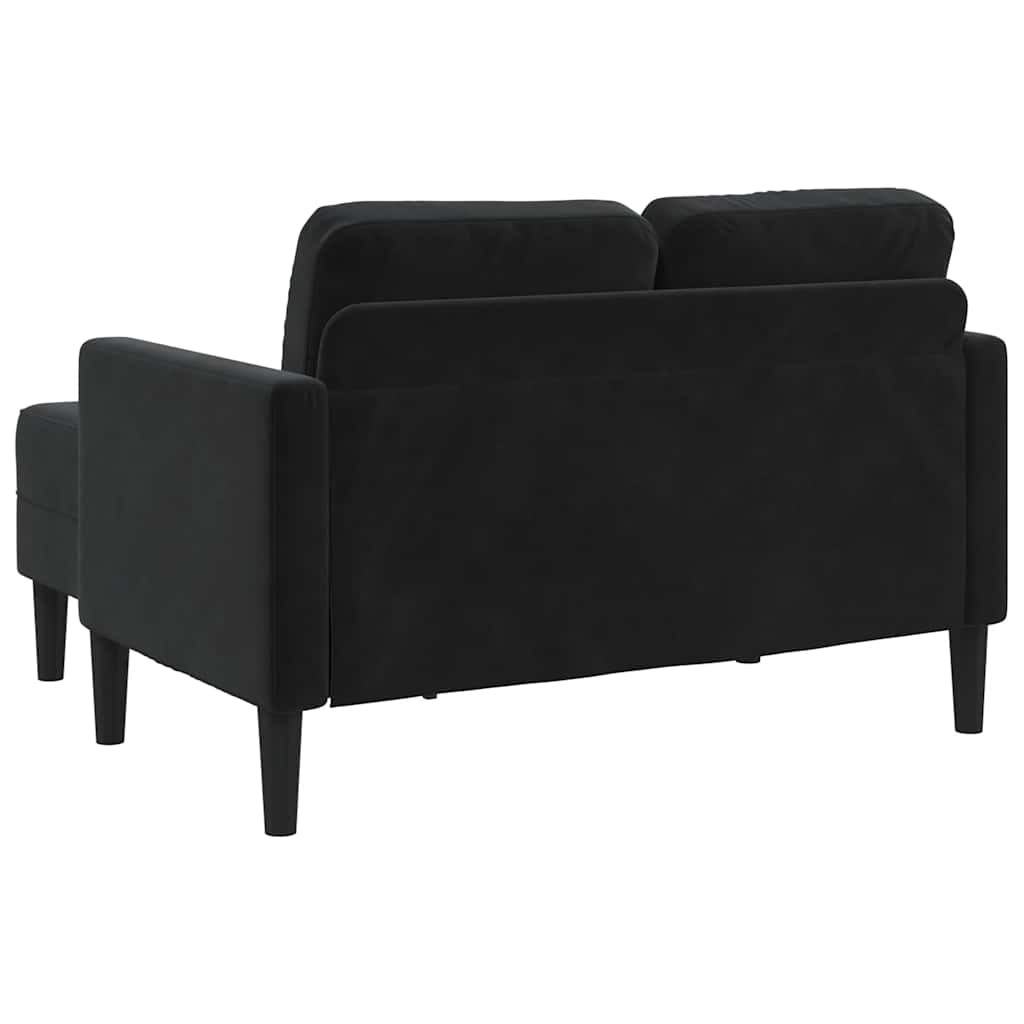 Tweezitsbank met chaise longue L-vormig zwart 125 cm fluweel is nu te koop bij PeponiXL, paradijselijk wonen!