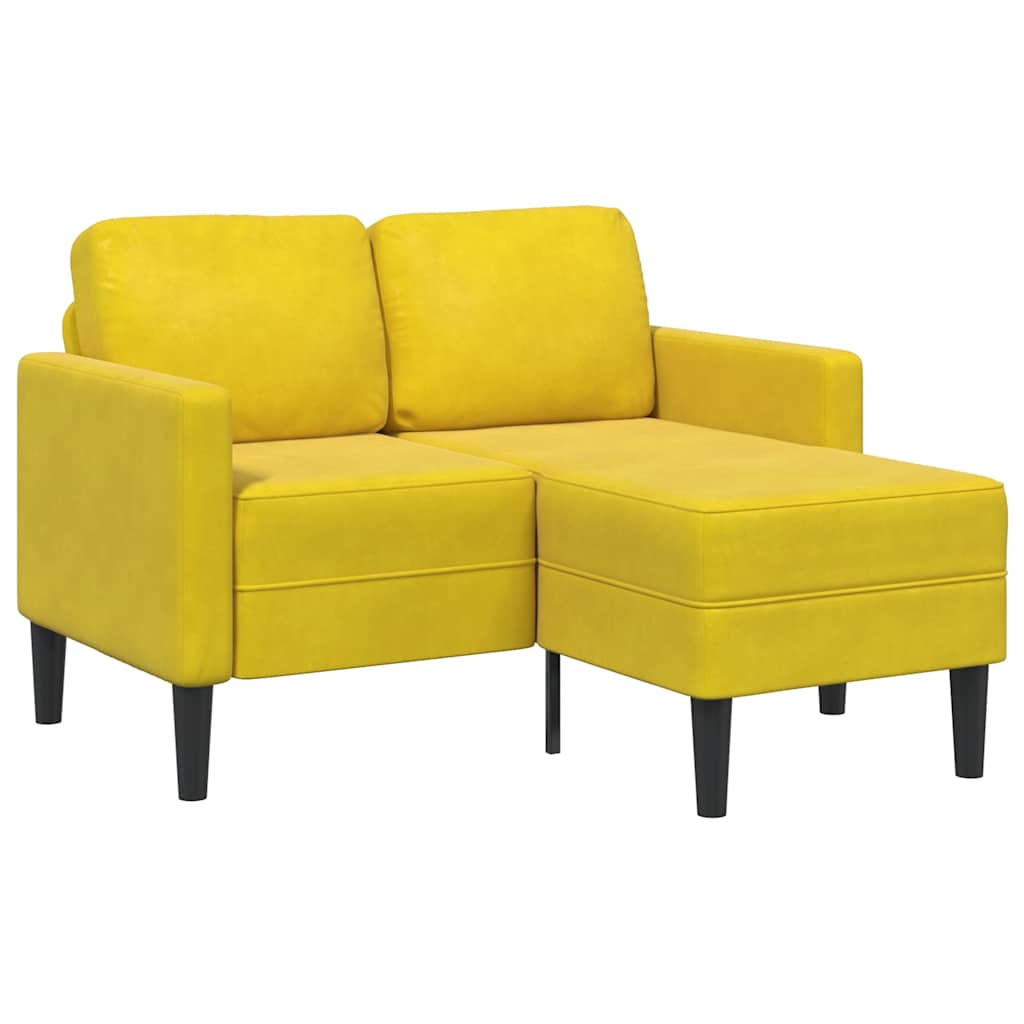 2-zitsbank met ligstoel L-vormig 125 cm fluweel geel is nu te koop bij PeponiXL, paradijselijk wonen!