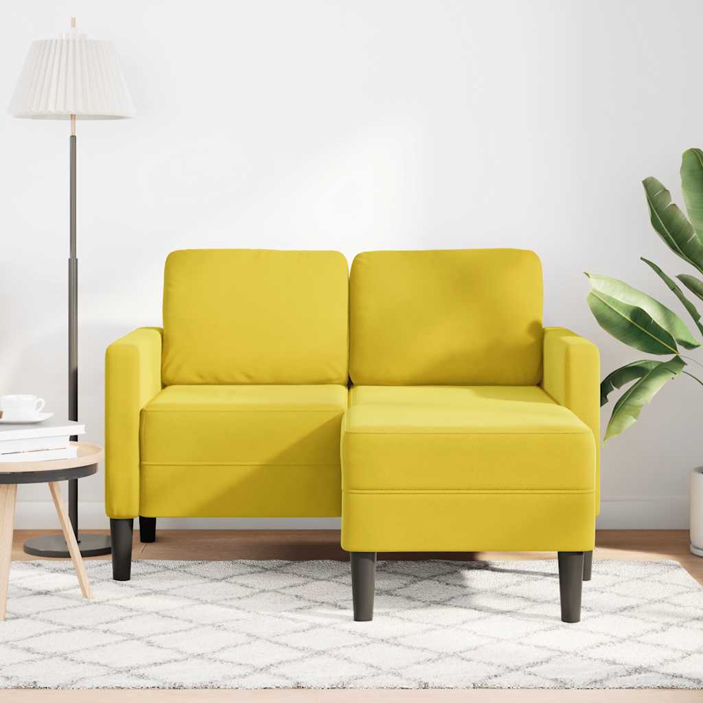 2-zitsbank met ligstoel L-vormig 125 cm fluweel geel is nu te koop bij PeponiXL, paradijselijk wonen!