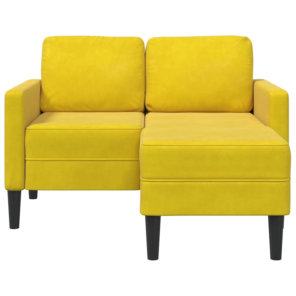 2-zitsbank met ligstoel L-vormig 125 cm fluweel geel is nu te koop bij PeponiXL, paradijselijk wonen!