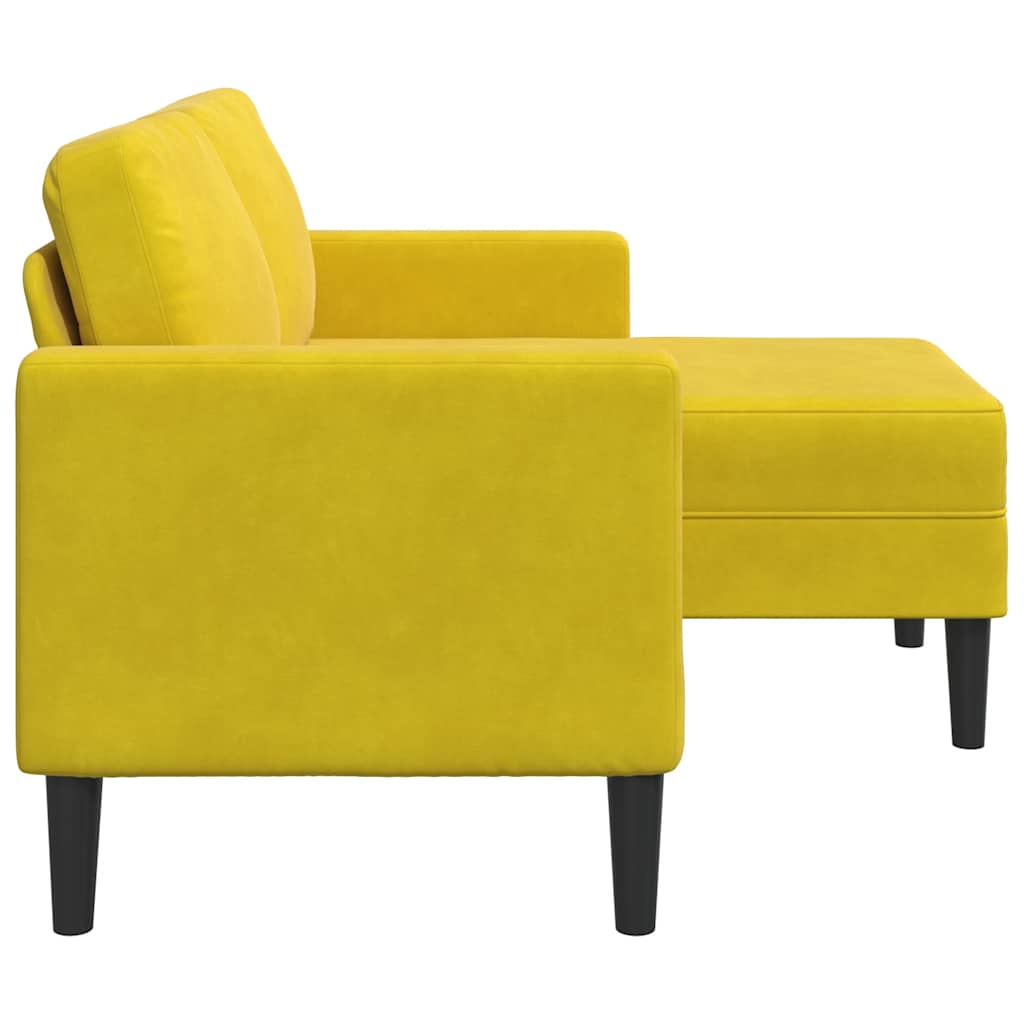 2-zitsbank met ligstoel L-vormig 125 cm fluweel geel is nu te koop bij PeponiXL, paradijselijk wonen!