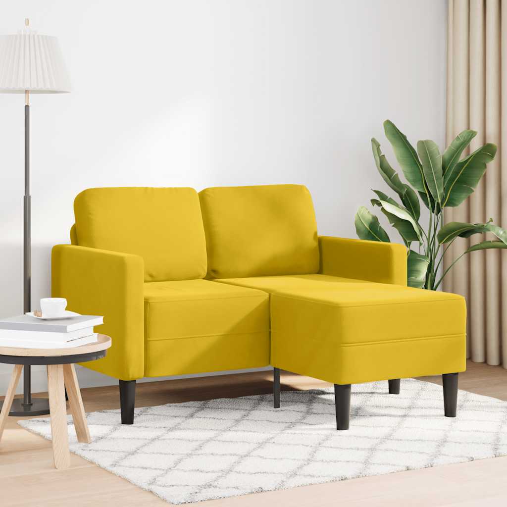 2-zitsbank met ligstoel L-vormig 125 cm fluweel geel is nu te koop bij PeponiXL, paradijselijk wonen!