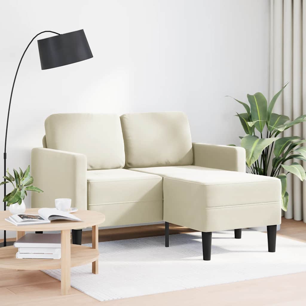 2-zitsbank met chaise L-vorm crèmekleurig 125 cm fluweel is nu te koop bij PeponiXL, paradijselijk wonen!
