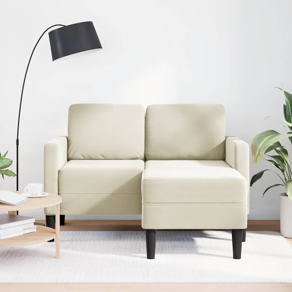 2-zitsbank met chaise L-vorm crèmekleurig 125 cm fluweel is nu te koop bij PeponiXL, paradijselijk wonen!
