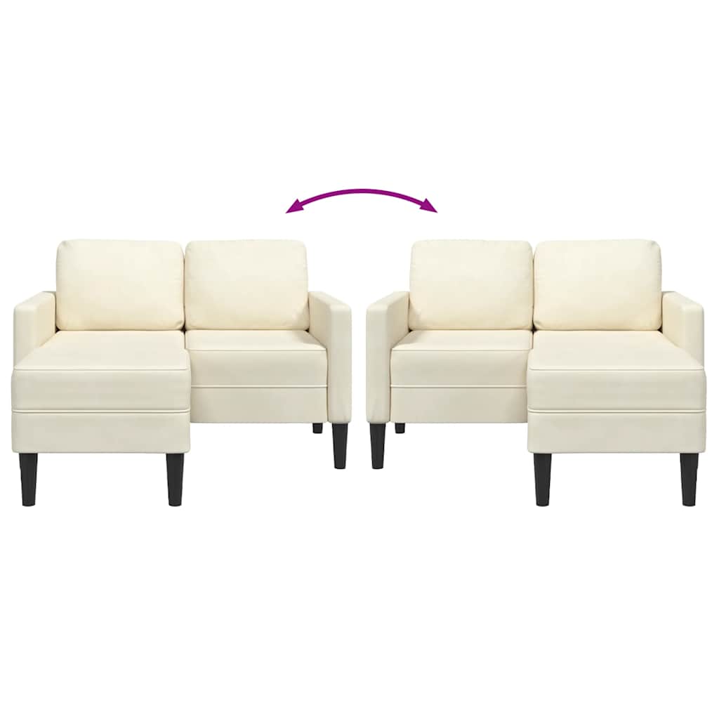 2-zitsbank met chaise L-vorm crèmekleurig 125 cm fluweel is nu te koop bij PeponiXL, paradijselijk wonen!