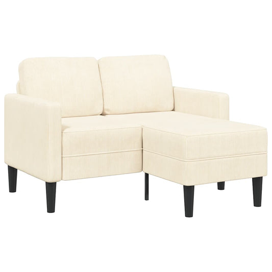 2-zitsbank met ligstoel L-vormig crèmekleurig 125 cm linnen is nu te koop bij PeponiXL, paradijselijk wonen!