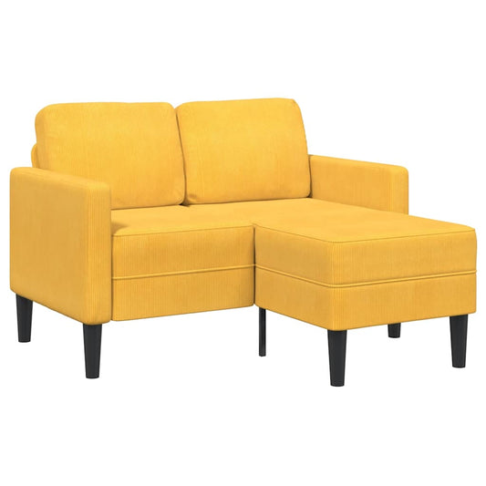 2-zitsbank met ligstoel L-vormig lichtgeel 125 cm linnen is nu te koop bij PeponiXL, paradijselijk wonen!