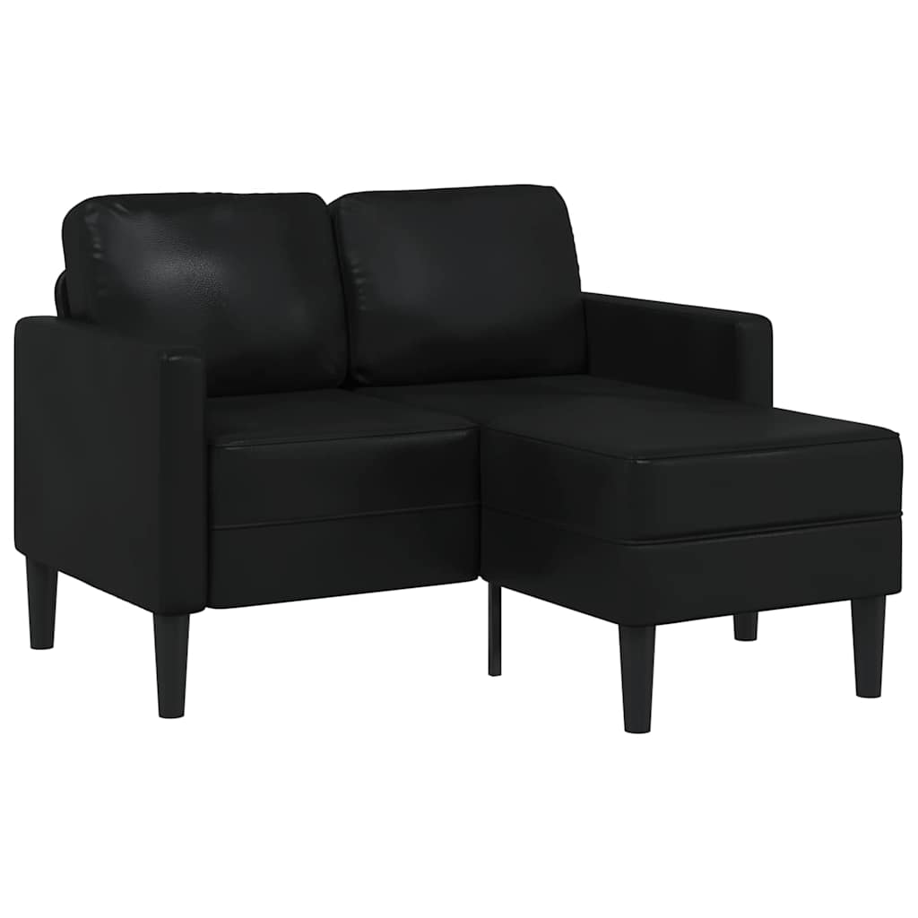 Tweezitsbank met chaise longue L-vorm zwart 125 cm kunstleer is nu te koop bij PeponiXL, paradijselijk wonen!
