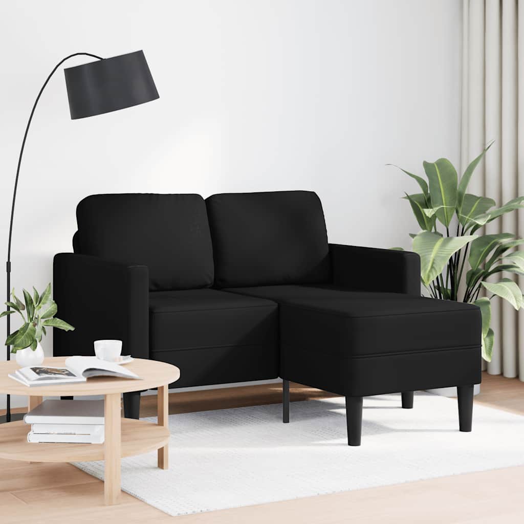 Tweezitsbank met chaise longue L-vorm zwart 125 cm kunstleer is nu te koop bij PeponiXL, paradijselijk wonen!