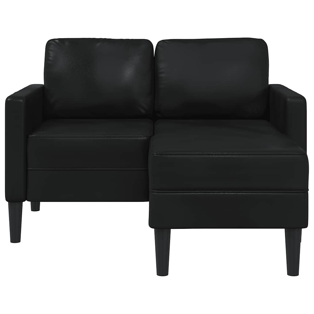 Tweezitsbank met chaise longue L-vorm zwart 125 cm kunstleer is nu te koop bij PeponiXL, paradijselijk wonen!