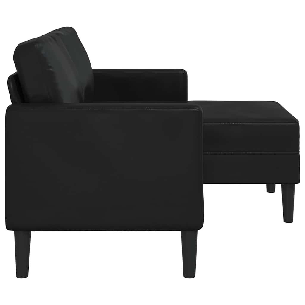 Tweezitsbank met chaise longue L-vorm zwart 125 cm kunstleer is nu te koop bij PeponiXL, paradijselijk wonen!
