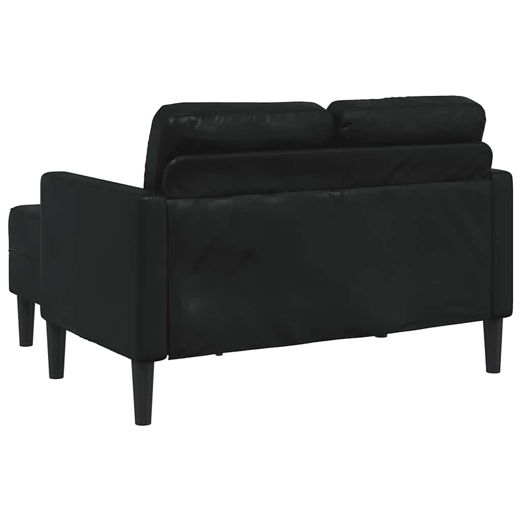 Tweezitsbank met chaise longue L-vorm zwart 125 cm kunstleer is nu te koop bij PeponiXL, paradijselijk wonen!
