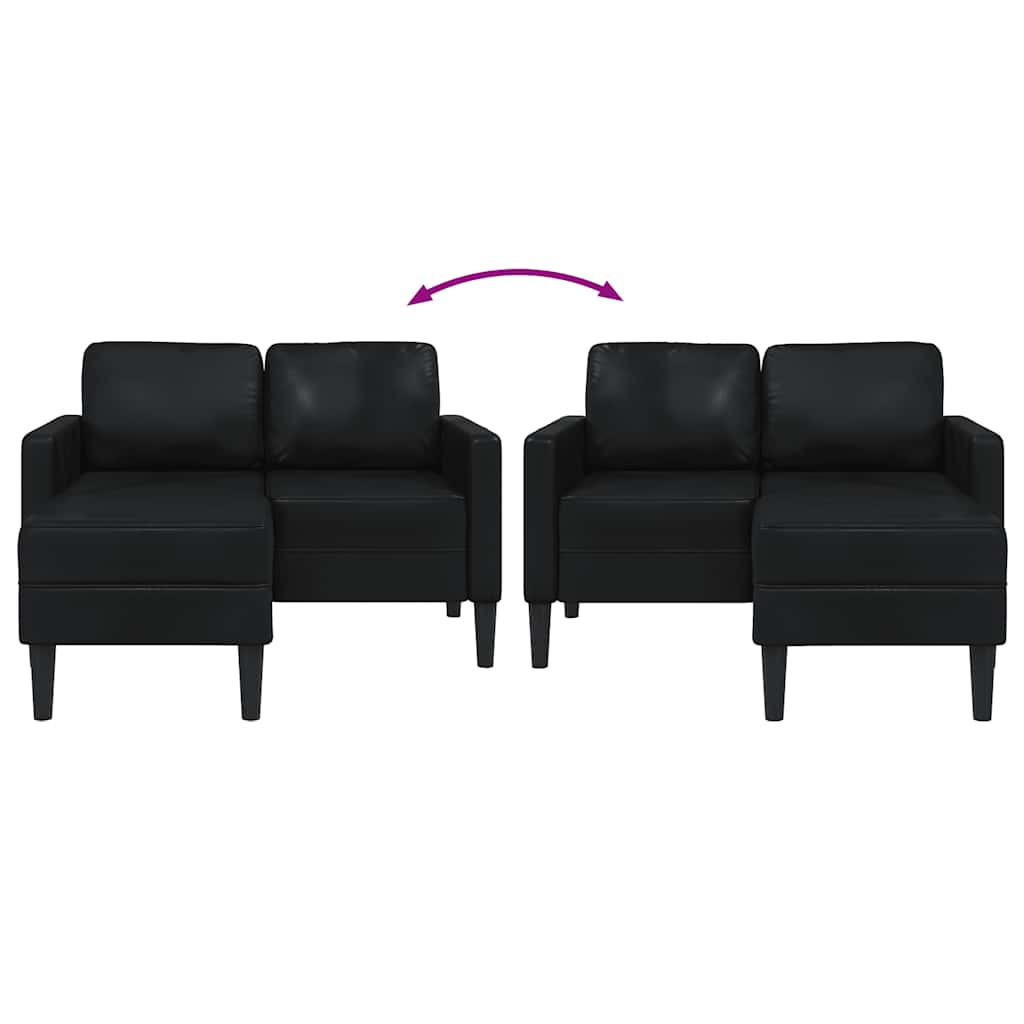 Tweezitsbank met chaise longue L-vorm zwart 125 cm kunstleer is nu te koop bij PeponiXL, paradijselijk wonen!