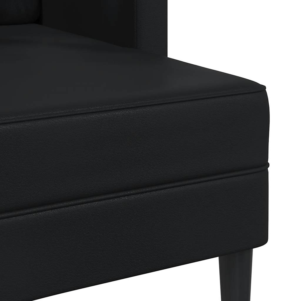 Tweezitsbank met chaise longue L-vorm zwart 125 cm kunstleer is nu te koop bij PeponiXL, paradijselijk wonen!