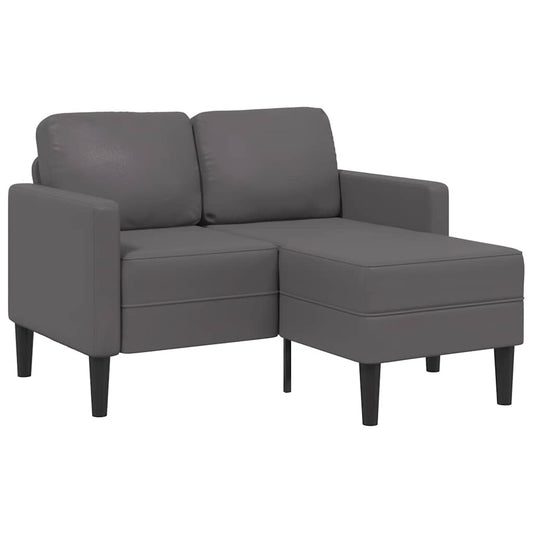 2-zitsbank met chaise longue, L-vormig, grijs, 125 cm, kunstleer is nu te koop bij PeponiXL, paradijselijk wonen!