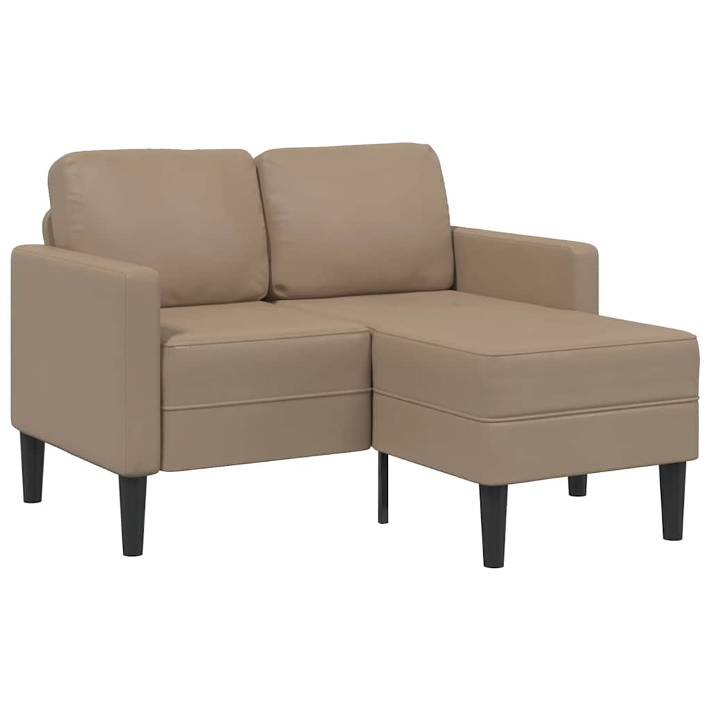 2-zitsbank met chaise longue L-vorm Cappuccino 125 cm Kunstleer is nu te koop bij PeponiXL, paradijselijk wonen!