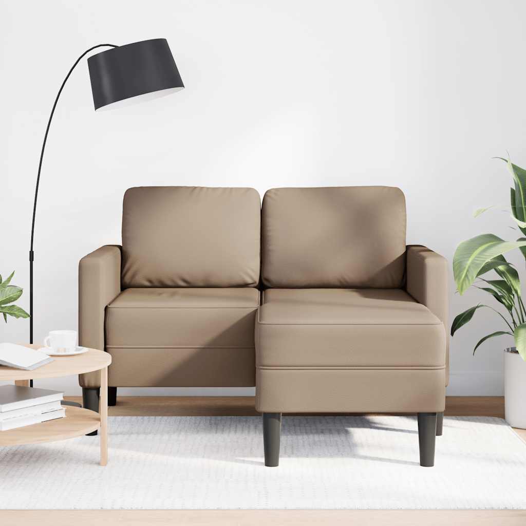 2-zitsbank met chaise longue L-vorm Cappuccino 125 cm Kunstleer is nu te koop bij PeponiXL, paradijselijk wonen!