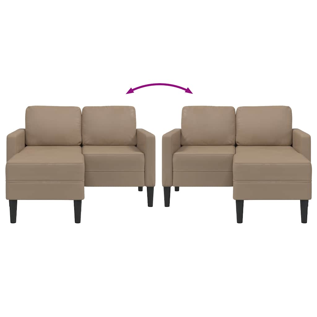 2-zitsbank met chaise longue L-vorm Cappuccino 125 cm Kunstleer is nu te koop bij PeponiXL, paradijselijk wonen!