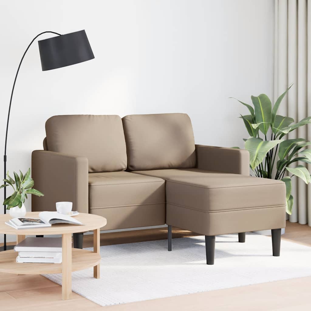2-zitsbank met chaise longue L-vorm Cappuccino 125 cm Kunstleer is nu te koop bij PeponiXL, paradijselijk wonen!