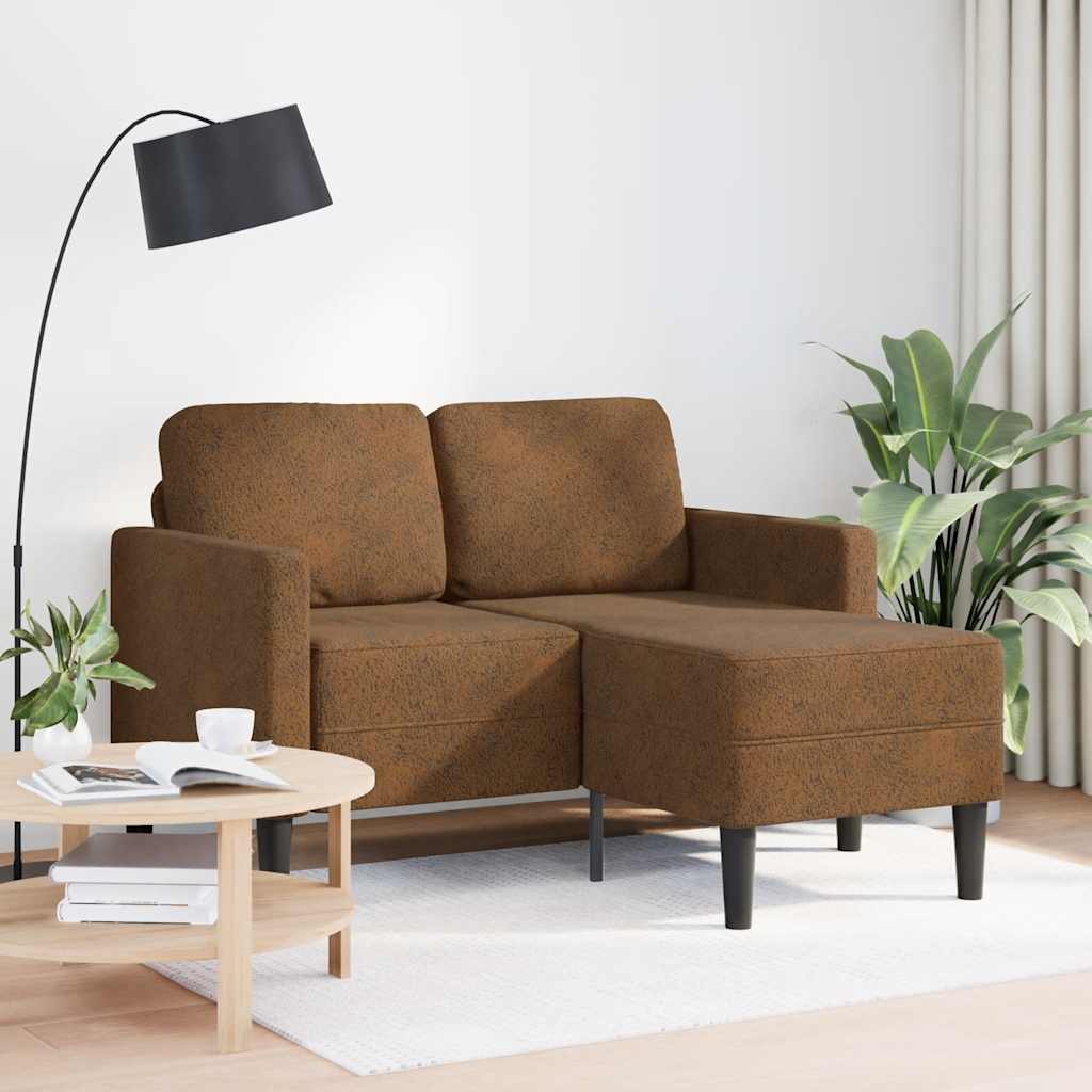 2-zitsbank met chaise longue L-vormig bruin 125 cm kunstleer is nu te koop bij PeponiXL, paradijselijk wonen!