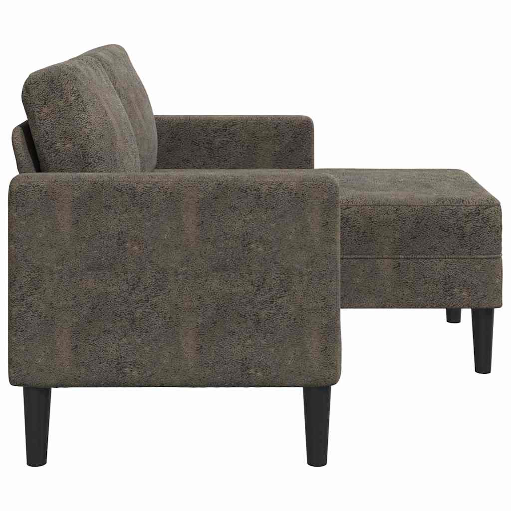 2-zitsbank met chaise longue, L-vormig, donkergrijs, 125 cm, kunstleer is nu te koop bij PeponiXL, paradijselijk wonen!