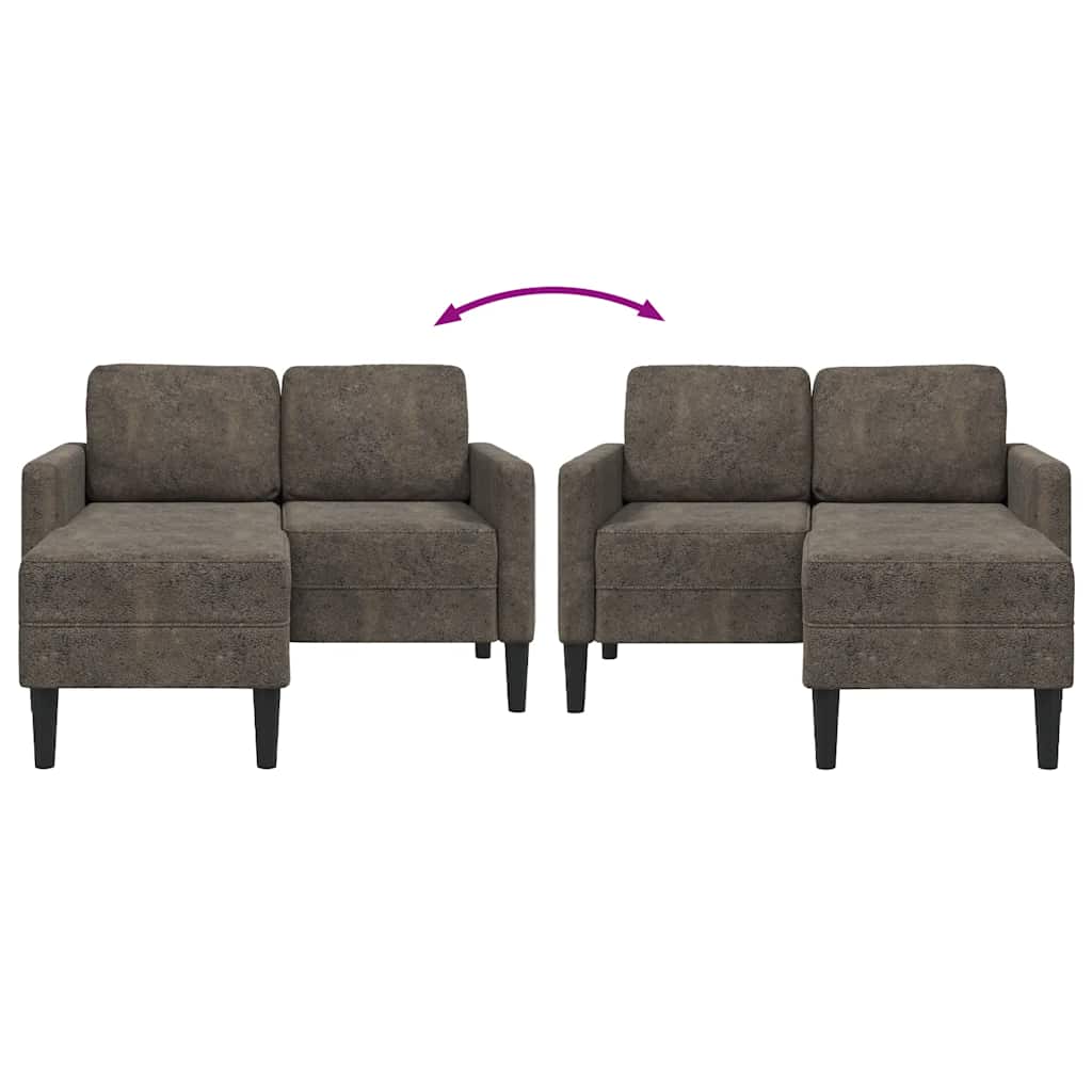 2-zitsbank met chaise longue, L-vormig, donkergrijs, 125 cm, kunstleer is nu te koop bij PeponiXL, paradijselijk wonen!