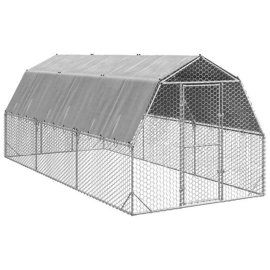 Kippenren met dak 2,5x6x2,25 m gegalvaniseerd staal is nu te koop bij PeponiXL, paradijselijk wonen!