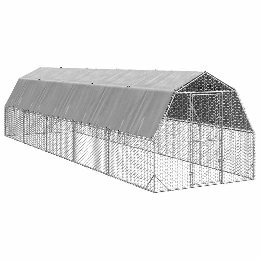 Kippenren met dak 2,5x10x2,25 m gegalvaniseerd staal is nu te koop bij PeponiXL, paradijselijk wonen!