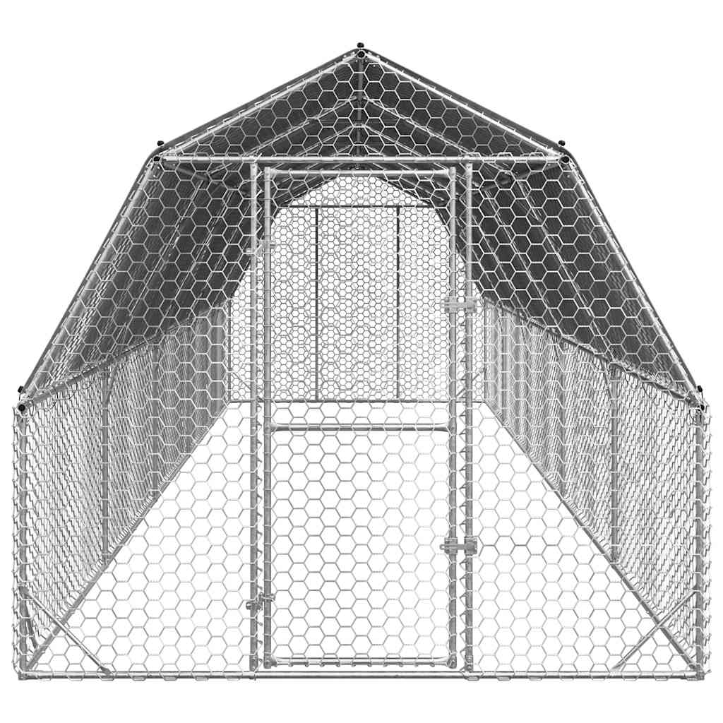 Kippenren met dak 2,5x10x2,25 m gegalvaniseerd staal is nu te koop bij PeponiXL, paradijselijk wonen!