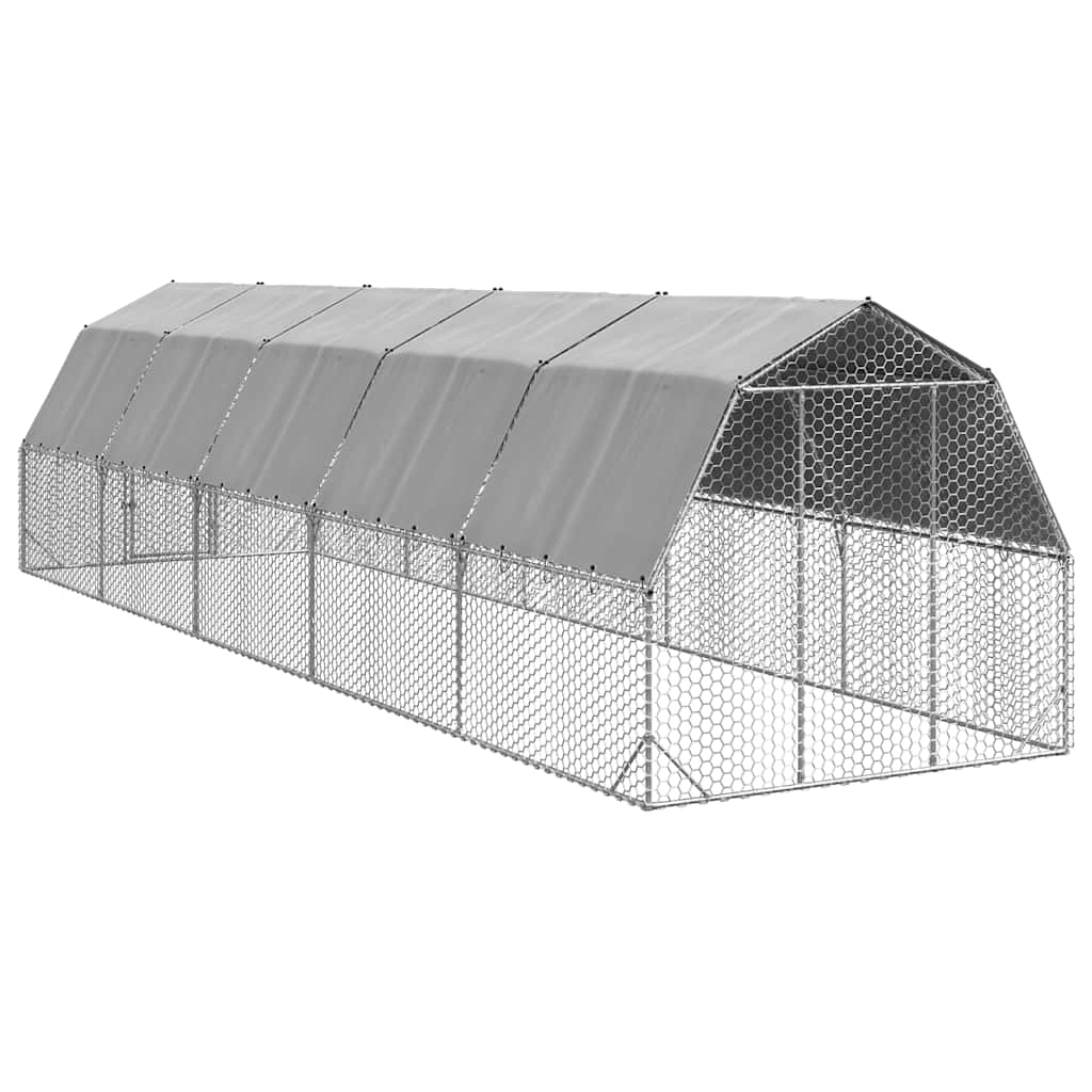Kippenren met dak 2,5x10x2,25 m gegalvaniseerd staal is nu te koop bij PeponiXL, paradijselijk wonen!