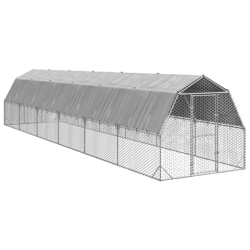 Kippenren met dak 2,5x12x2,25 m gegalvaniseerd staal is nu te koop bij PeponiXL, paradijselijk wonen!