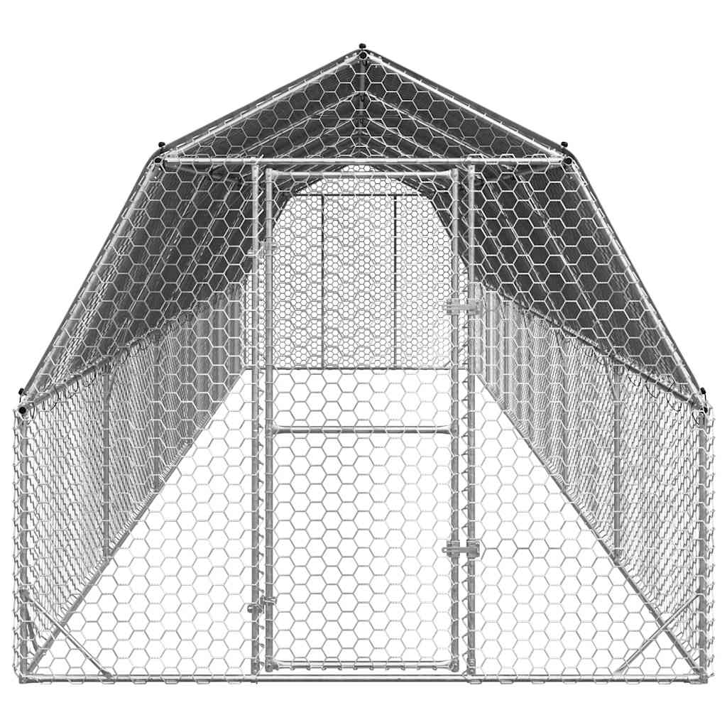 Kippenren met dak 2,5x12x2,25 m gegalvaniseerd staal is nu te koop bij PeponiXL, paradijselijk wonen!