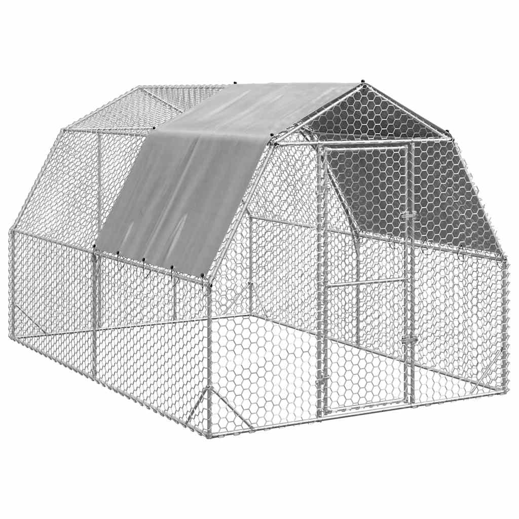 Kippenren met dak 2,5x4x2,25 m gegalvaniseerd staal is nu te koop bij PeponiXL, paradijselijk wonen!