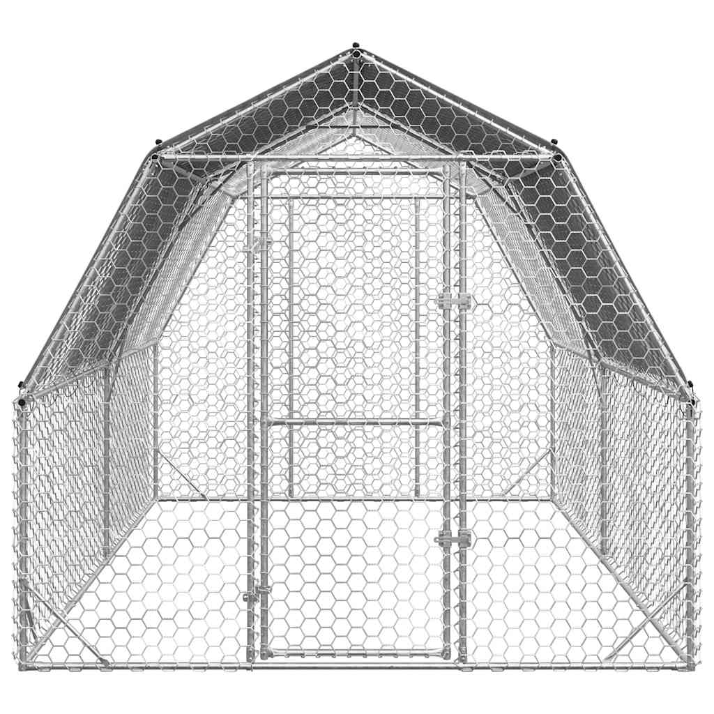 Kippenren met dak 2,5x4x2,25 m gegalvaniseerd staal is nu te koop bij PeponiXL, paradijselijk wonen!