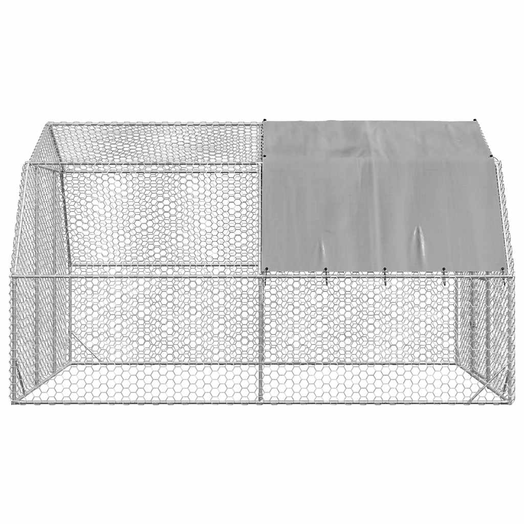 Kippenren met dak 2,5x4x2,25 m gegalvaniseerd staal is nu te koop bij PeponiXL, paradijselijk wonen!