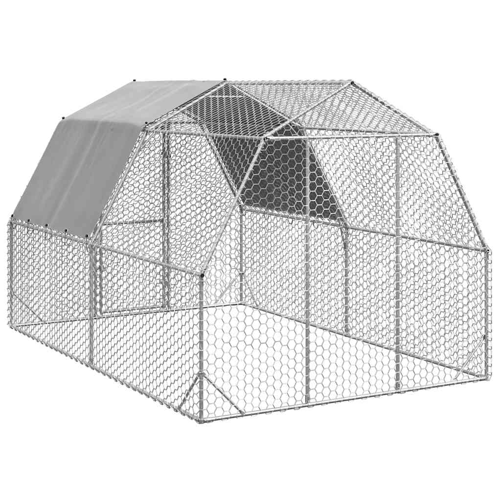 Kippenren met dak 2,5x4x2,25 m gegalvaniseerd staal is nu te koop bij PeponiXL, paradijselijk wonen!