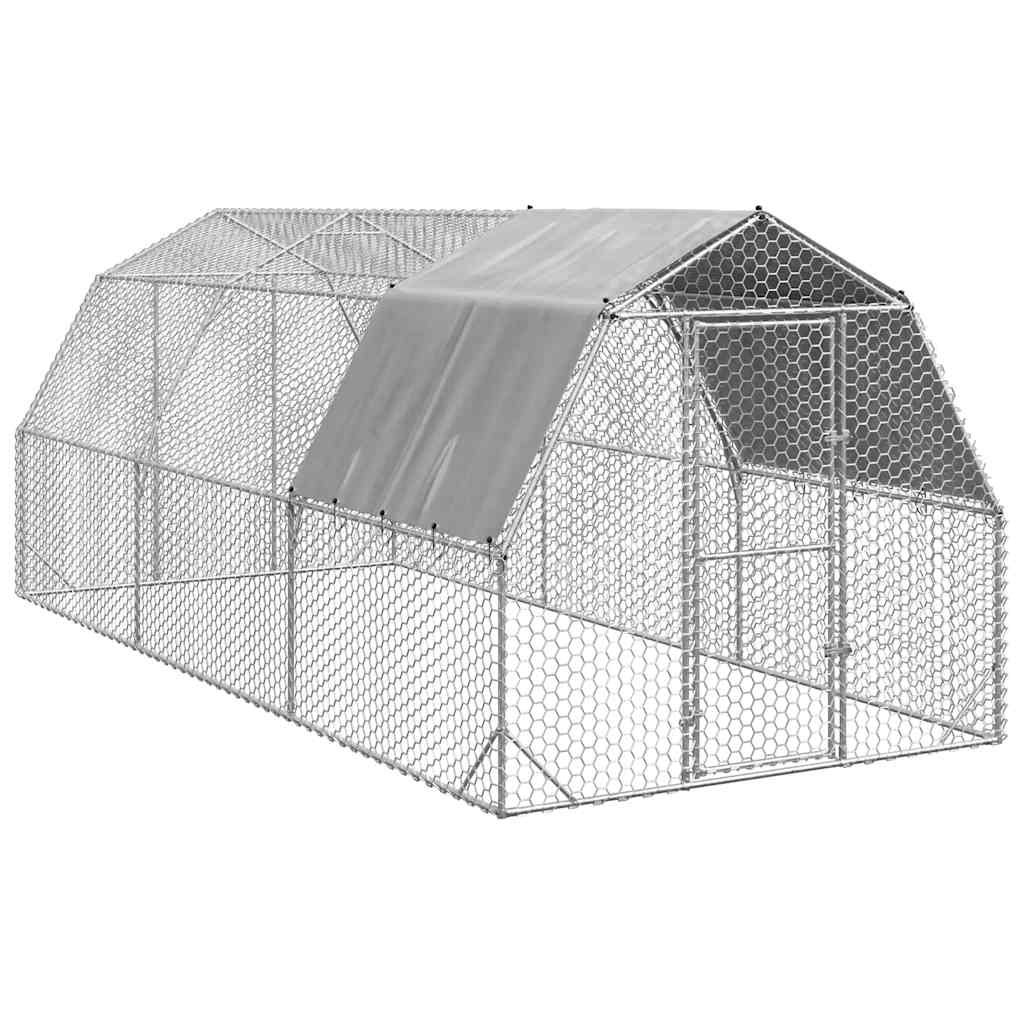 Kippenren met dak 2,5x6x2,25 m gegalvaniseerd staal is nu te koop bij PeponiXL, paradijselijk wonen!