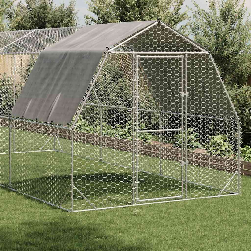 Kippenren met dak 2,5x6x2,25 m gegalvaniseerd staal is nu te koop bij PeponiXL, paradijselijk wonen!